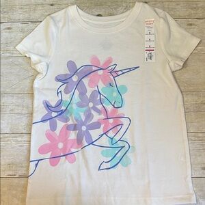 NWT Unicorn Girls Short Sleeve Cream Top